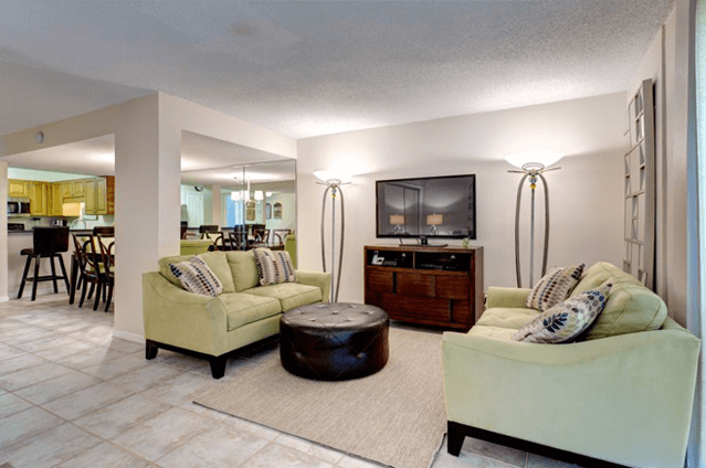 living room in unit at Silver Dunes in Destin, Florida